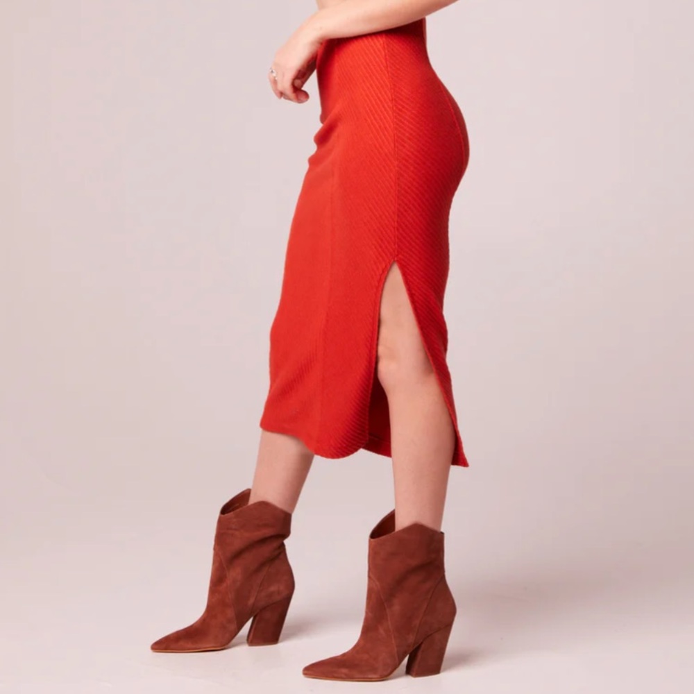 NWT Band of The Free | Renee Rust Ribbed Pencil Skirt M
